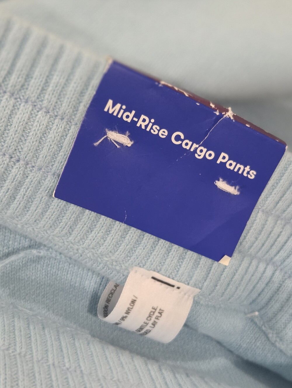 JoyLab Womens High-Rise Knit Cargo Wide Leg Pants in Cool Blue - Picture 9 of 11